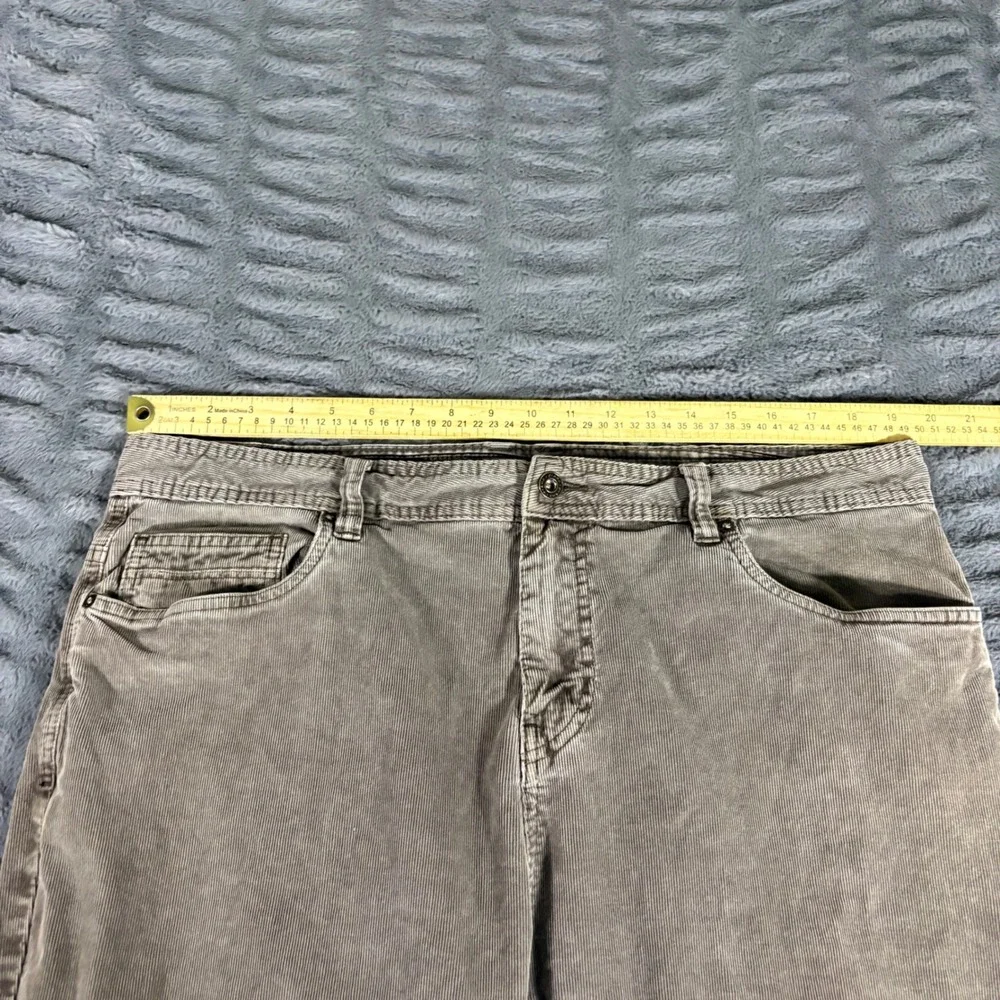 prAna Mens Slim Fit Corduroy Pants 38x32 Brown Fine Wale 5-Pocket Straight Leg